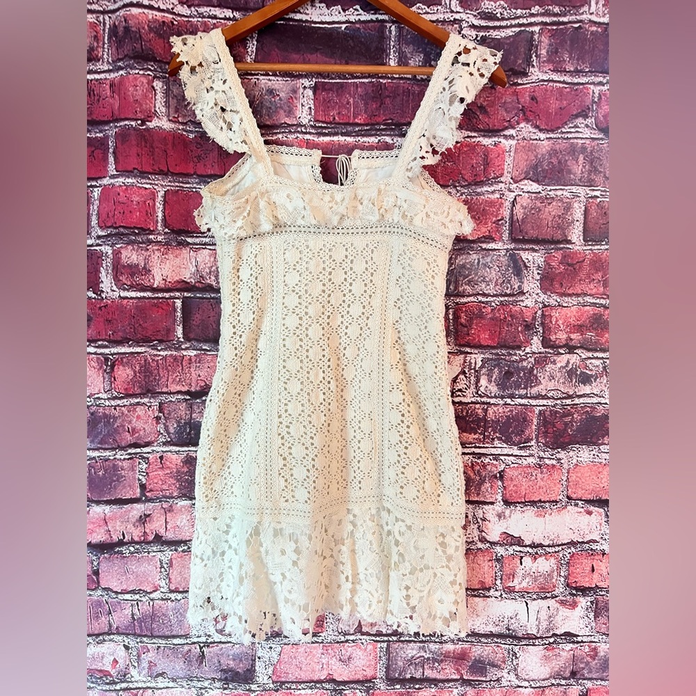 Free People Cream Crochet Mini Dress - Picture 4 of 6